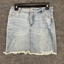 Chelsea  Violet Denim Skirt Girls XL 16 Blue Excellent Distressed Frayed Hem