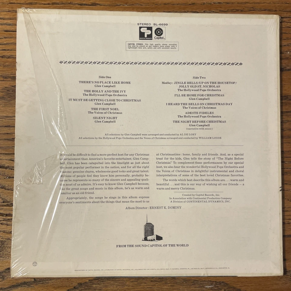 Christmas With Glen Campbell LP Capitol Stereo Holiday + Shrink M-/M-!!!! Foto 4 de 4