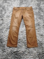 Y2K rock revival men's 40 tan Norton All straight thick stitch jeans button flap