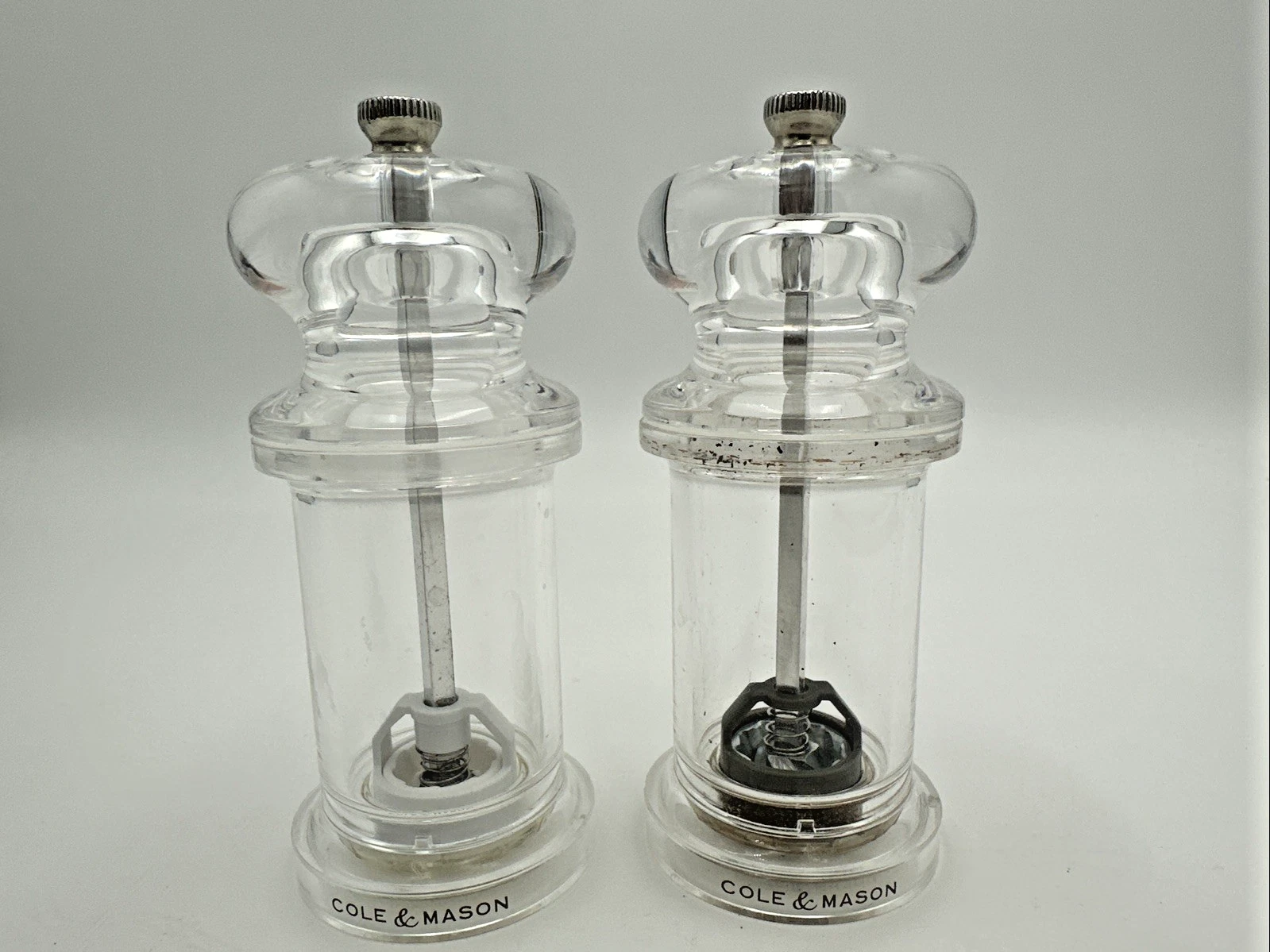 Vintage Cole & Mason England Pepper, Salt Mill Acrylic EUC