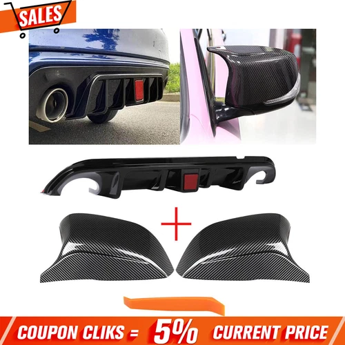 For Infiniti Q50 2014 15 16 17 Side Mirror Cover Cap + Rear Bumper Diffuser Mvin
