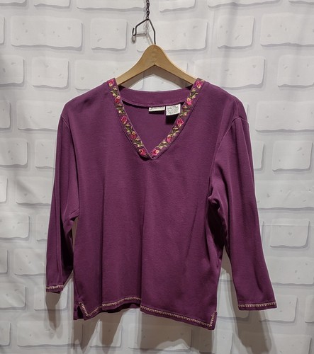 SALE Damen St Johns Bay 3/4 Arm Strick Top Gr. XL Blumenstickerei - Bild 8 von 12
