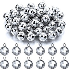 48 Pieces Mini Disco Ball Pendants round Disco Ball Beads Bright Reflective Loos