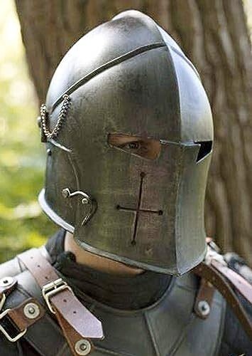 Medieval Barbuta Helmet Knight Templar Crusader Armor Helmet - Picture 12 of 13