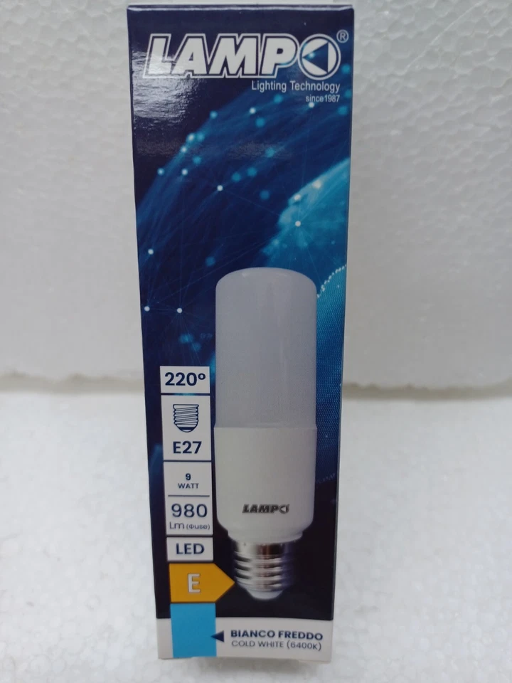 LAMPADA STIK LED E27 TUBOLARE LAMPO 9W 3000K (CALDA) / 6400K (FREDDA) - Immagine 2 di 4