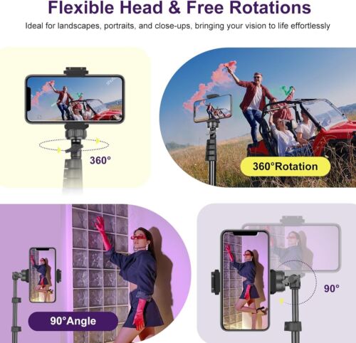 UBeesize 62" Tripod Stand & Selfie Stick with Wireless Remote and Phone Holder - Picture 3 of 6