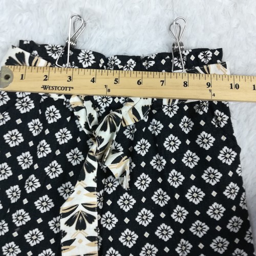 Girls Pants Wide Leg Linen Blend Black Floral Boho Belted XS 4 New - Picture 3 of 9