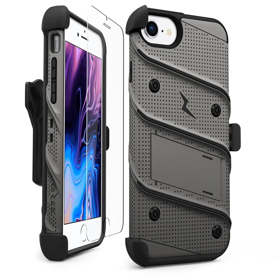 ZIZO BOLT 灰色 适用于 iPhone SE (2020)/iPhone 8/iPhone 7 带夹子和温度 — 第 2/4 张图片