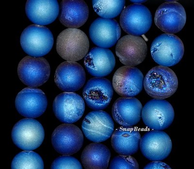 12MM MIDNIGHT BLUE PIXIE DUST DRUZY GEMSTONE BLUE ROUND 12MM LOOSE BEADS 6.5inch