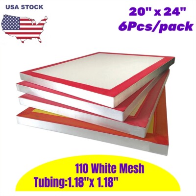 6Pcs 20'' x 24'' Aluminum Screen Printing Screens with 110 Mesh Count USA!