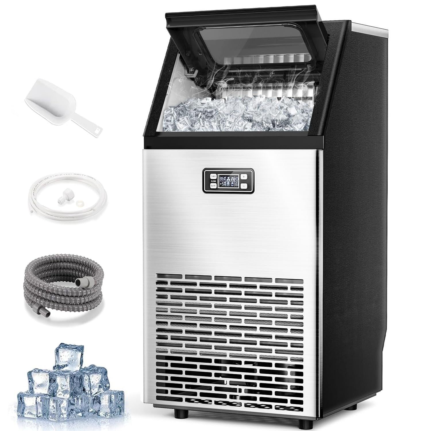 V2.0 Commercial Ice Maker,100 Lbs,2-Way Add Water,Under Counter Ice Maker Self C