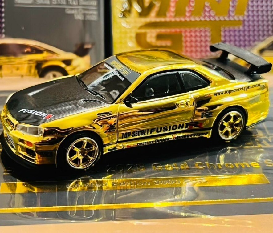 オートサロン2025限定 MINIGT TOPSECRETゴールド3台セット MINI GT x TOP SECRET Gold Chrome Box Set of 3 | 2025 Tokyo
