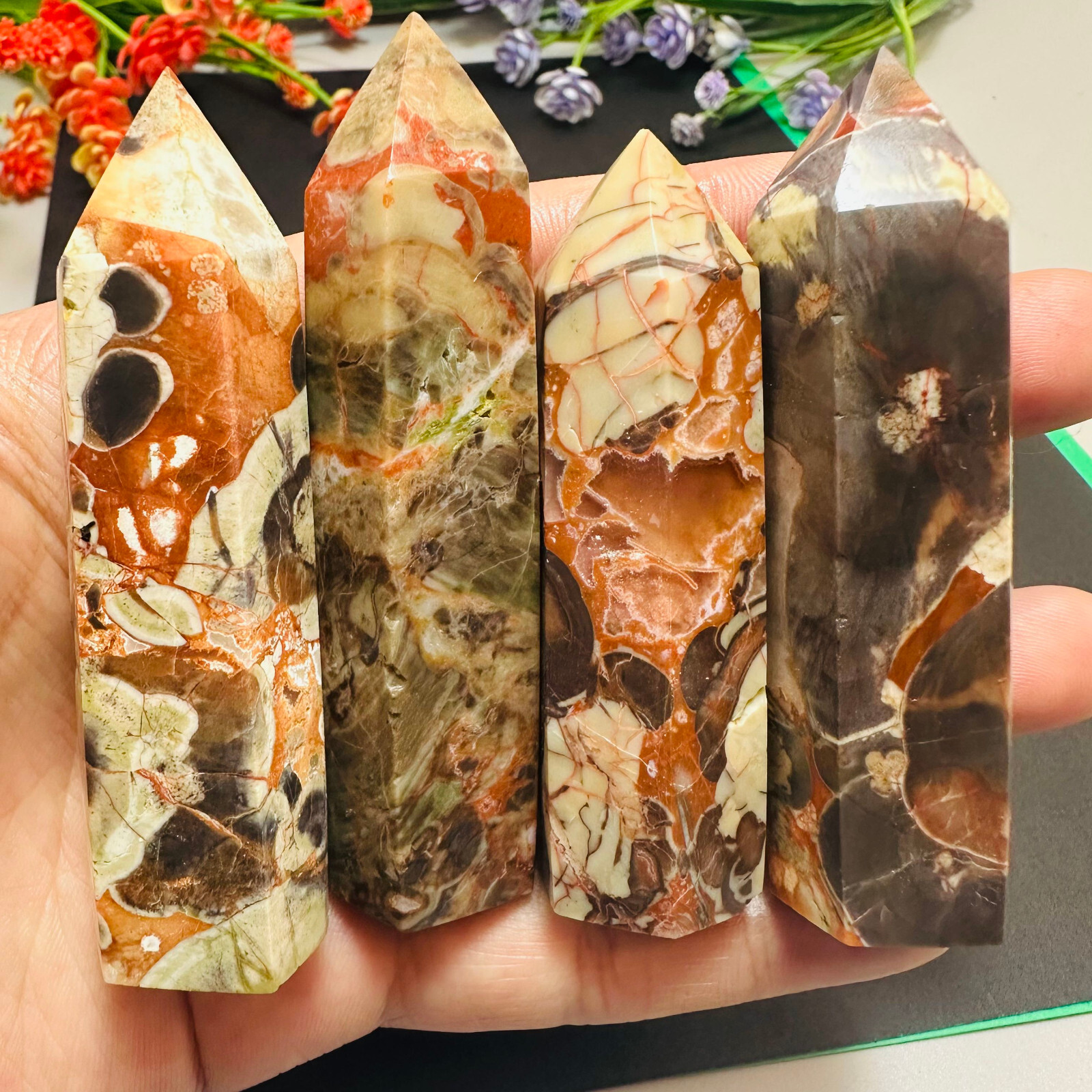 Natural Agate Obelisk Crystal Wand for Reiki Healing and Energy Work