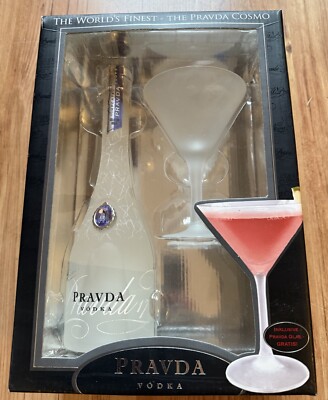Vodka Pravda 0,35 Liter Geschenkverpackung Inklusive Wodka Pravda Glas