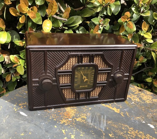 Vintage Remler tubo radio 1936 Super Art Deco custodia unica bachelite eccellente con - Foto 5 di 8