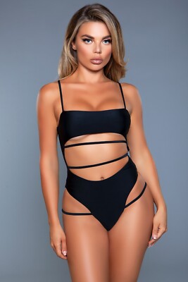 sexy BE WICKED strappy HIGH cut SIDES cutout FRONT thong MONOKINI bathing SUIT