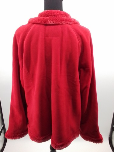 NWT GREEN TEA Full Zip Up Faux Fur Lined RED Fleece Jacket Women's Size XXL - Picture 5 of 6