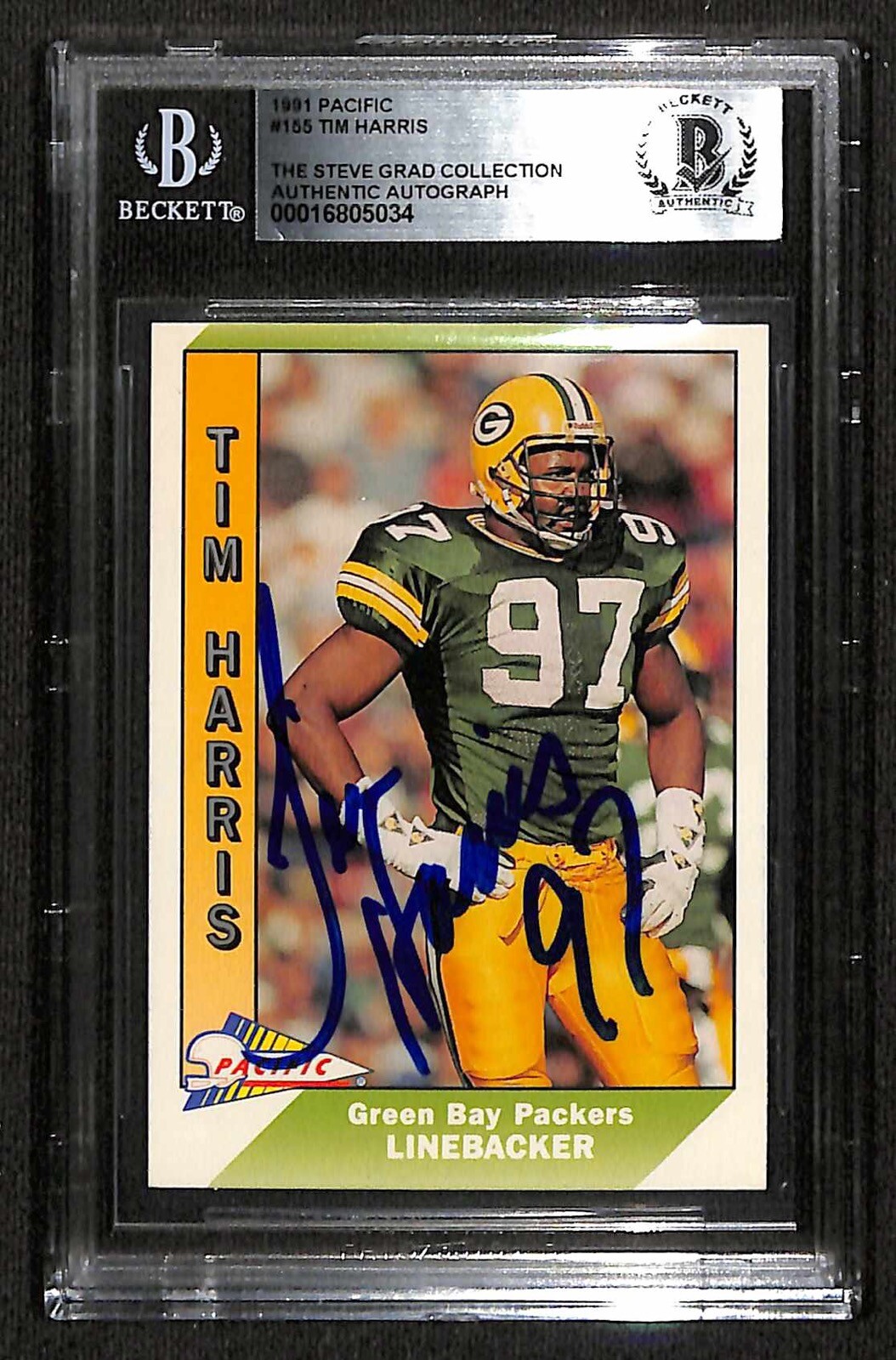Tim Harris Green Bay Packers 1991 Pacific #155 Signed Card BECKETT