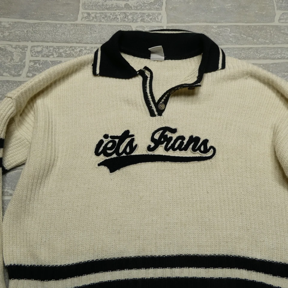 Suéter corto cuadrado iets frans para mujer beige medio tejido con cable cuello letterman Foto 2 de 4