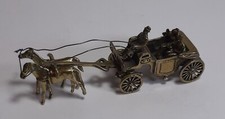 Microfusione Vintage Carrozza con Cavalli Sposi Argento 800 Massiccio Pieno cm 8