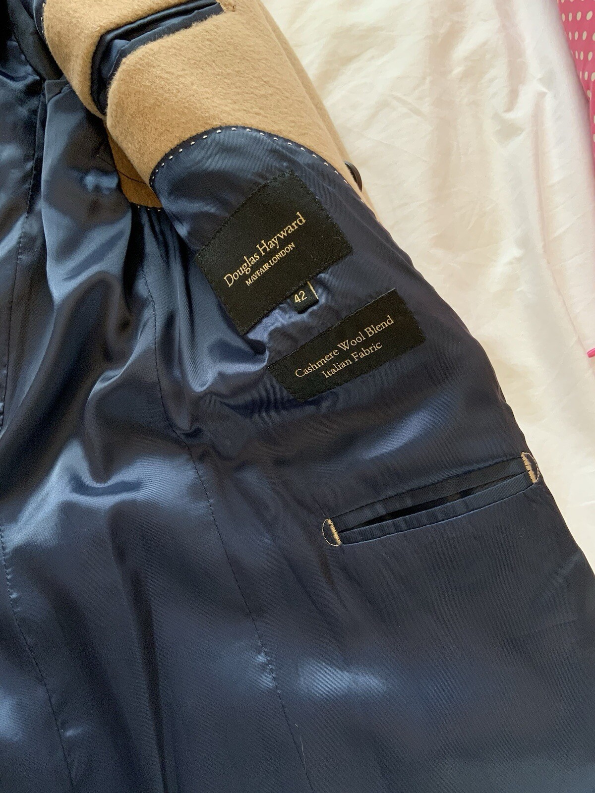 Douglas Hayward Double Breasted Rake Wool Blend Overcoat Camel Size UK 42 £895 image 10