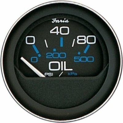 #ad Faria 13002 Oil Pressure Gauge 0 80 PSI Coral $76.59
