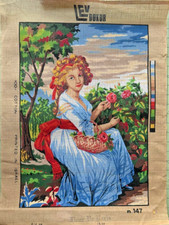 Girl with Roses Fleure de Paris needlepoint canvas