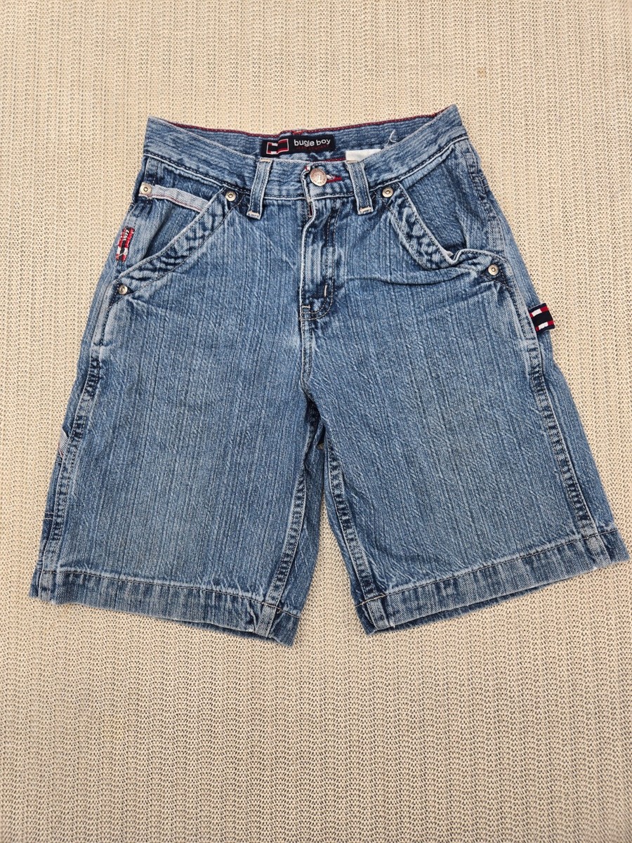 Vintage Bugle Boy Carpenter Shorts Boys 8 Blue Denim Baggy Skater