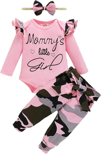 Infant Baby Girl Clothes Newborn Girl Outfit Long Sleeve Romper Pants Set Cute B
