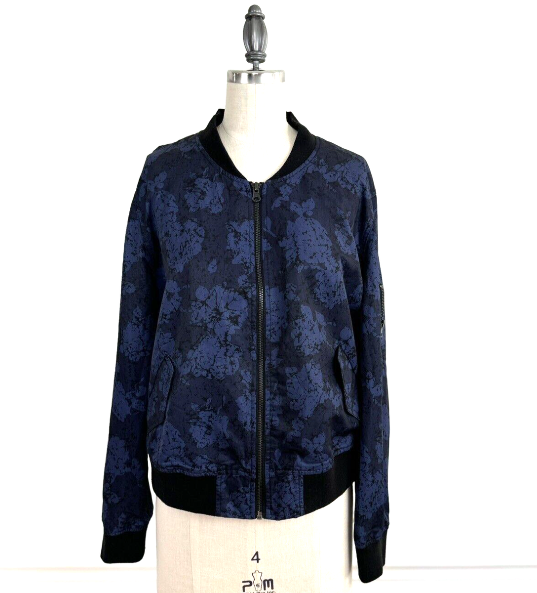 Silence And Noise Bomber Jacket Navy Blue Motif Women M Silence +