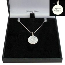 Small St Christopher Necklace for a Boy, 925 Silver, Engraved, Personalised Gift