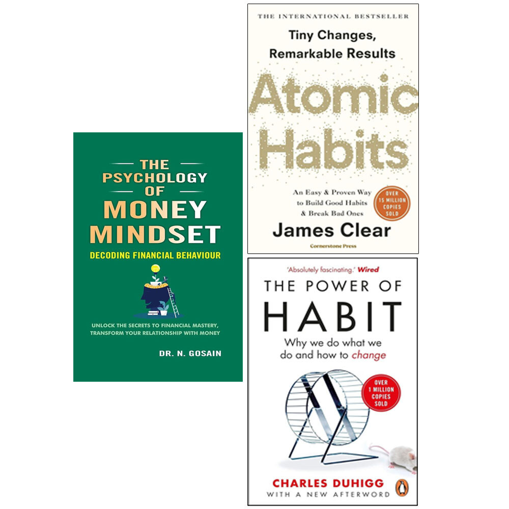 Atomic Habits  James Clear,Psychology of Money Mind,Power of Habit 3 Books Set