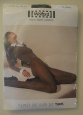 Nip: Wolford Velvet Deluxe 50 Tights 50 Den Size XL Admiral Dark Blue