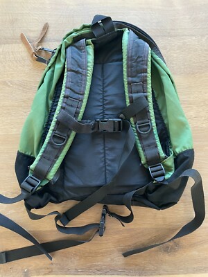 Vintage GREGORY Green Day Pack Backpack with Leather Zipper Pulls