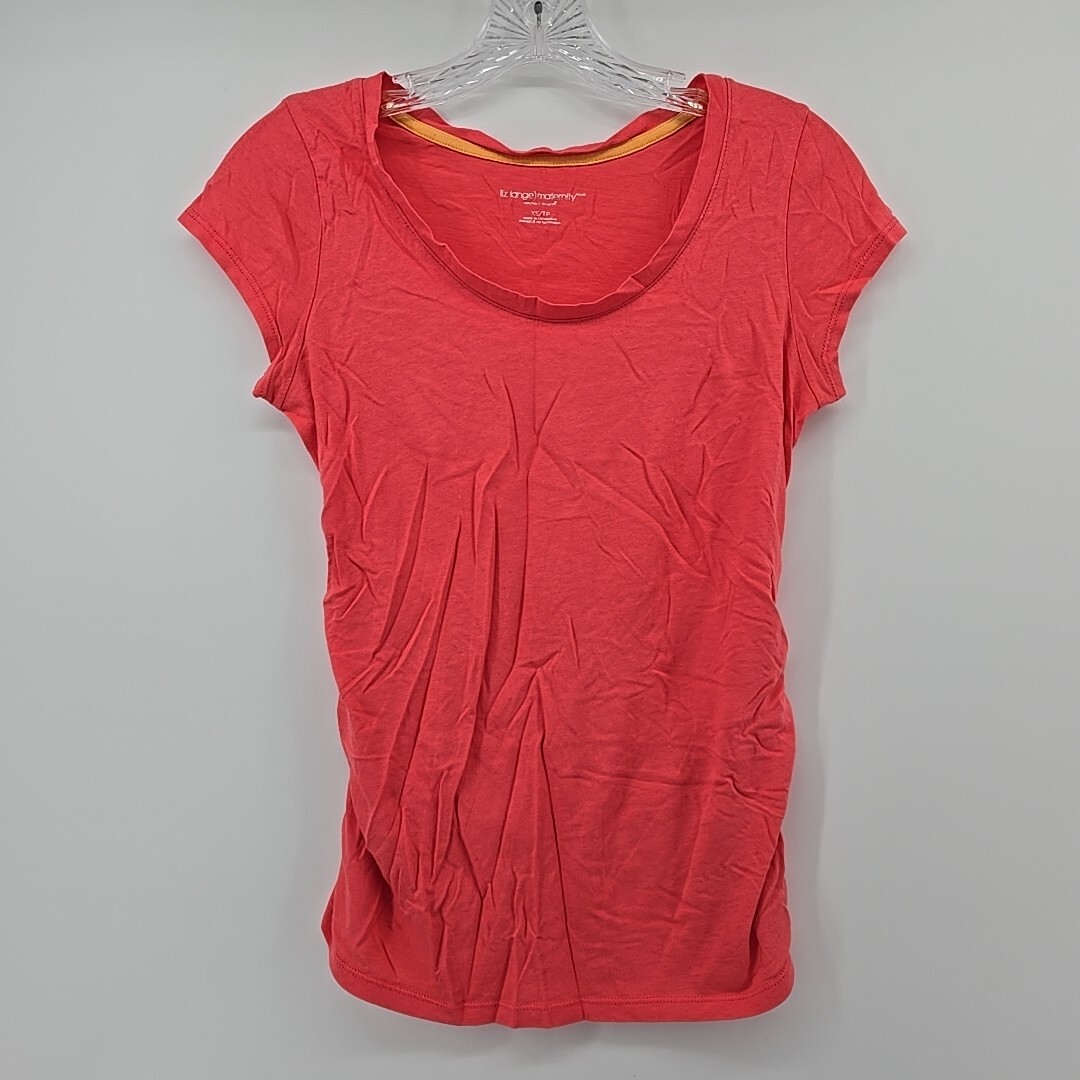 Liz Lange Maternity XS Cap Sleeve Scoop Neck Runched Side Women's