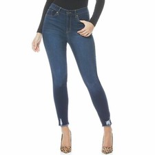 Sofia Vergara Women's Rosa Curvy Ripped High-Rise Ankle Jeans, Dark Wash, 4