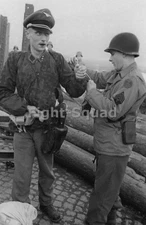 WW2 Picture Photo US Soldier removes binoculars from German Officer 3995