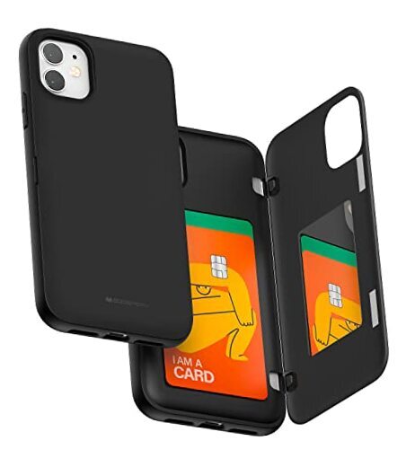 iPhone 11 Wallet Case with Card Holder, Protective Dual Layer Bumper Black