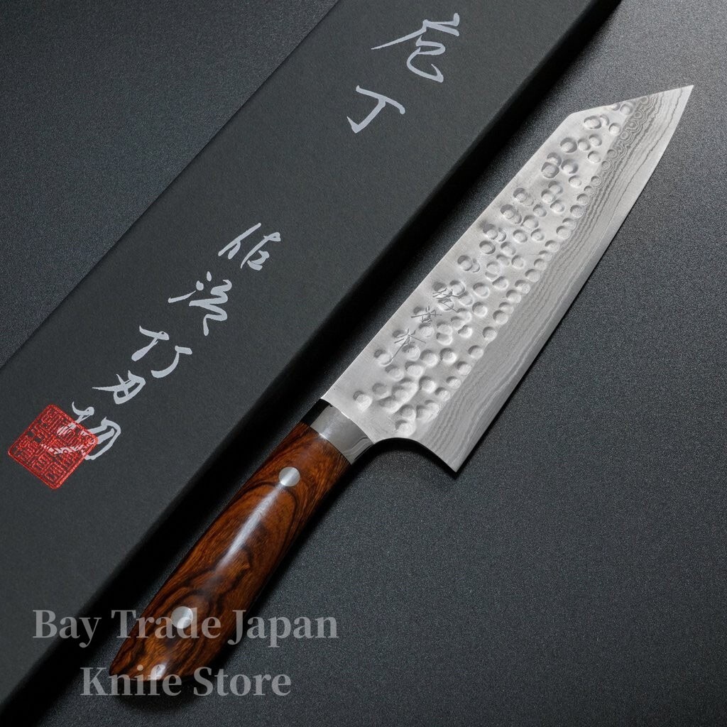 Japanese Saji Takeshi SRS13 Hammered Damascus Bunka Knife 180mm