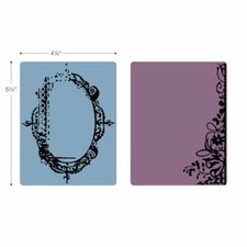 Tim Holtz Texture Fades Embossing Folders 2Pc Fancy and Floral Frames Set 657197