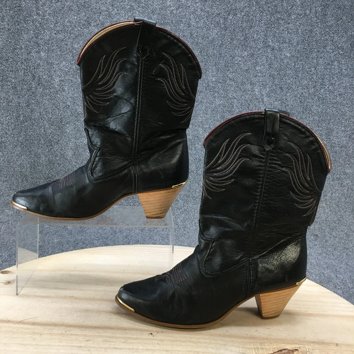 Dingo Western Boots Womens 8.5 Cowgirl Black Leather Mid Calf