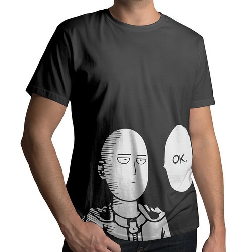 One-Punch Man Saitama Anime Mens/Unisex Crew Neck Tee Shirt Print Cotton T-Shirt - Picture 7 of 23