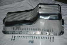 62-82 Sbf Ford Polished Aluminum Oil Pan Retro Finned Front Sump 260 289 302