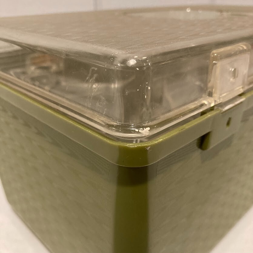WIL-HOLD Plastic SEWING BOX 1970s Green with Tray Med Size Vintage Wilson Mfg.