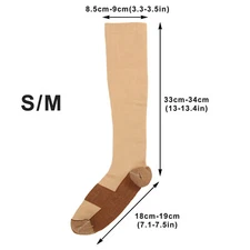 5 Pair Copper Infused Support Compression Socks 20-30mmHg Men Women S-XXL khaki