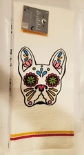 Bewitched French Bulldog Dog Sugar Skull Kitchen Towels NEW