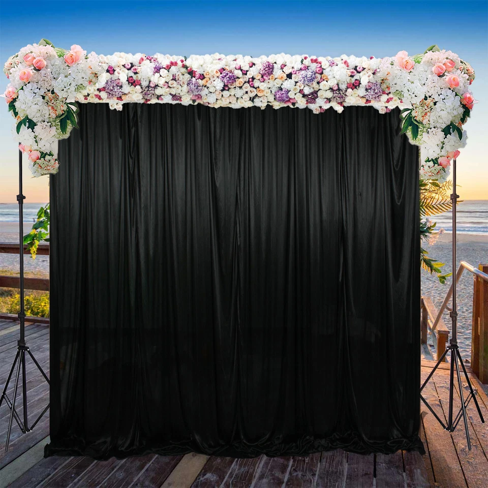 Blanco / Black Ice Seda Backdrop Cortinas para Fiesta Bebé Ducha Boda Fotografía - Imagen 3 de 4