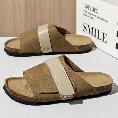 Mens Summer Peep Toe Slipper Open Back Slip On Shoes Sandals Mule