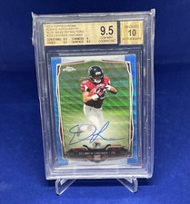 DEVONTA FREEMAN 2014 TOPPS CHROME BLUE WAVE REFRACTOR AUTO RC #D 3/20 BGS 9.5 10