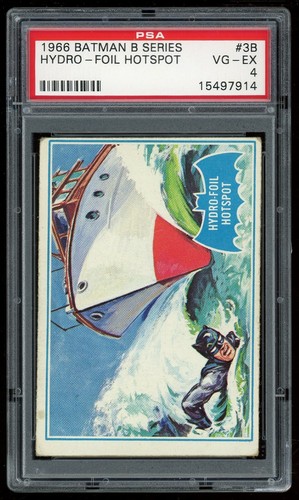 1966 Topps Batman Blue Bat #3B Hydrofoil Hotspot — PSA 4